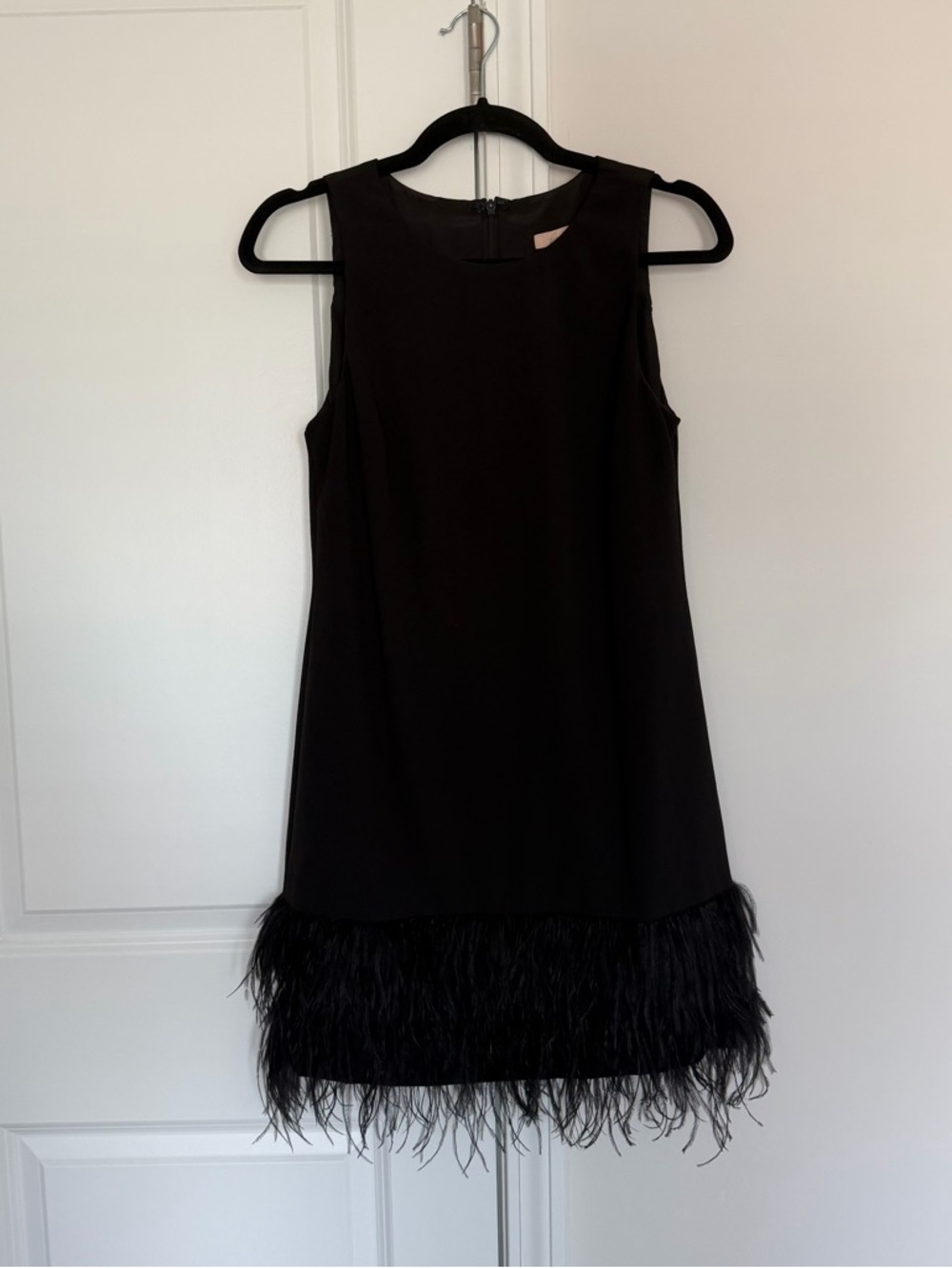 Anthropologie Hutch Feather Trim Black Cocktail Dress